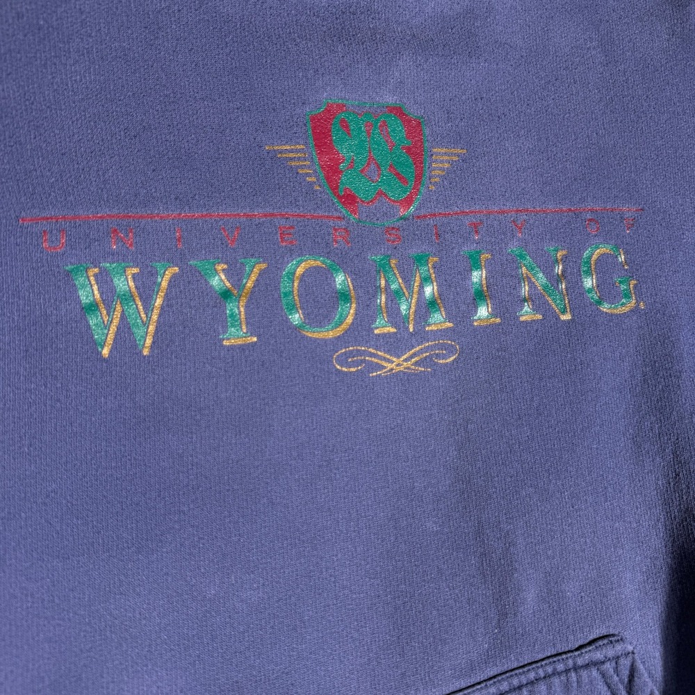 Vintage University of Wyoming Crewneck Mens Large Blue Pullover Sweatshirt Rare - Picture 2 of 9